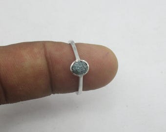 Blue Raw Diamond Ring in 10K Solid Yellow / White Gold Ring, Blue Raw Rough Uncut Diamond Engagement Ring