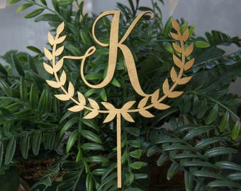 Personalized Monogram Wedding Cake Topper, Rustic Chic, Name Initial Letter Cake Topper for Any Occasion: Wedding, Anniversary, Birthday