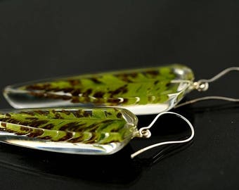 Fern Leaf earrings, Fern Earrings, Fern Resin Jewelry, Autumn Resin Earrings, Real Plant Jewelry, Birthday Gift, Unique Fern Jewelry