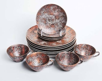 Dorothy C. Thorpe Copper Gold Dinnerware Set - Rare!