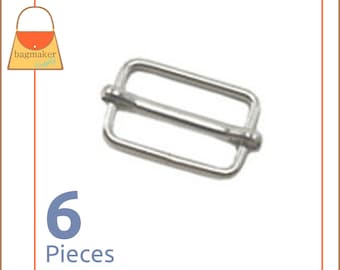 1.25 Inch Movable Bar Purse Strap Slides, Nickel Finish, 6 Pieces, Handbag Purse Bag Hardware Supplies, 1-1/4", BKS-AA009
