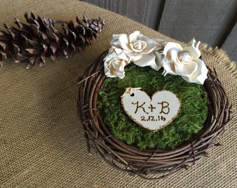 Rustic ring bearer nest/ ring bearer/ ring holder for wedding rings/ wedding rings/ wedding ring holder/ rustic wedding/ woodland