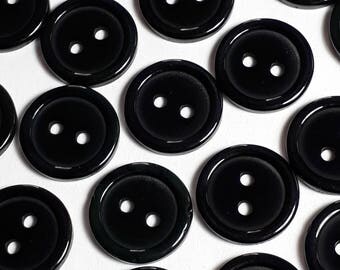 25pcs Black Buttons - Sewing Buttons - 2 Hole Buttons - Plastic Buttons - Resin Buttons - Buttons For Clothing - 15mm Buttons - B20343