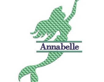 Split Mermaid Embroidery Design in 2 Sizes - INSTANT DOWNLOAD