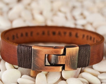 EXPRESS SHIPPING Personalized leather jewelry for him Mens leather bracelet Gifts for men Personalized Men Bracelet Valentine Gift for him