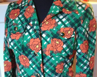 Vintage 70s dress groovy green dress minidress