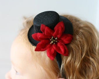 Mini Top Hat Headband - Mini Top Hat Baby - Baby Top Hat - Girls Holiday Headband - Christmas Photo Prop for Girls - Adult Top Hat Headband