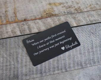 Personalized Wallet Card-Laser Engraved Love Note Wallet Card-Black Anodized Aluminum-Valentines Engraved Gift-Engraved Wallet Card
