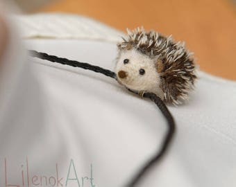 Hedgehog necklace, hedgehog pendant, Hedgie necklace, cute hedgehog jewelry, tiny hedgehog gift for her, animal necklace, felt hedgehog, MTO