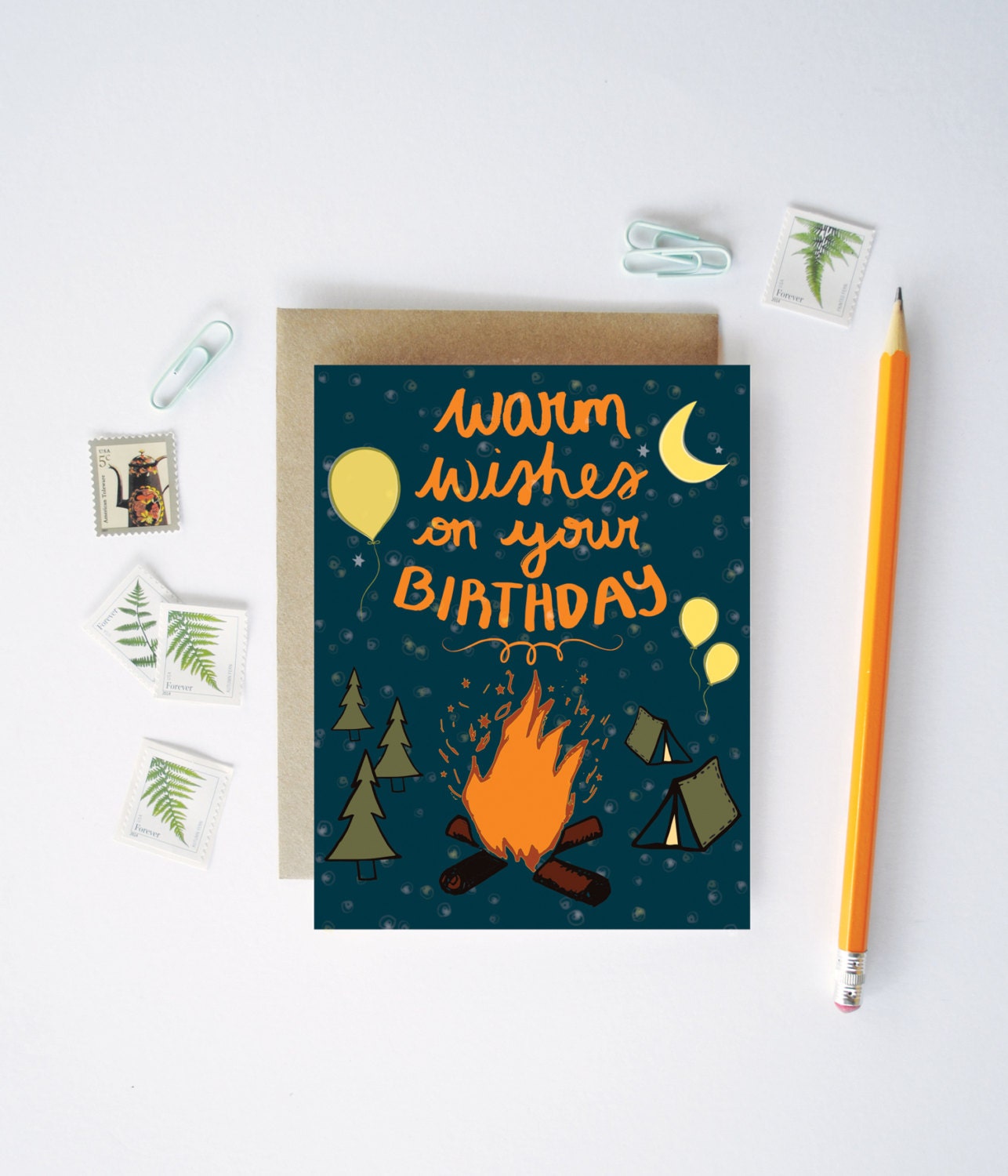 Evening Bonfire Birthday Card-006C greeting card birthday
