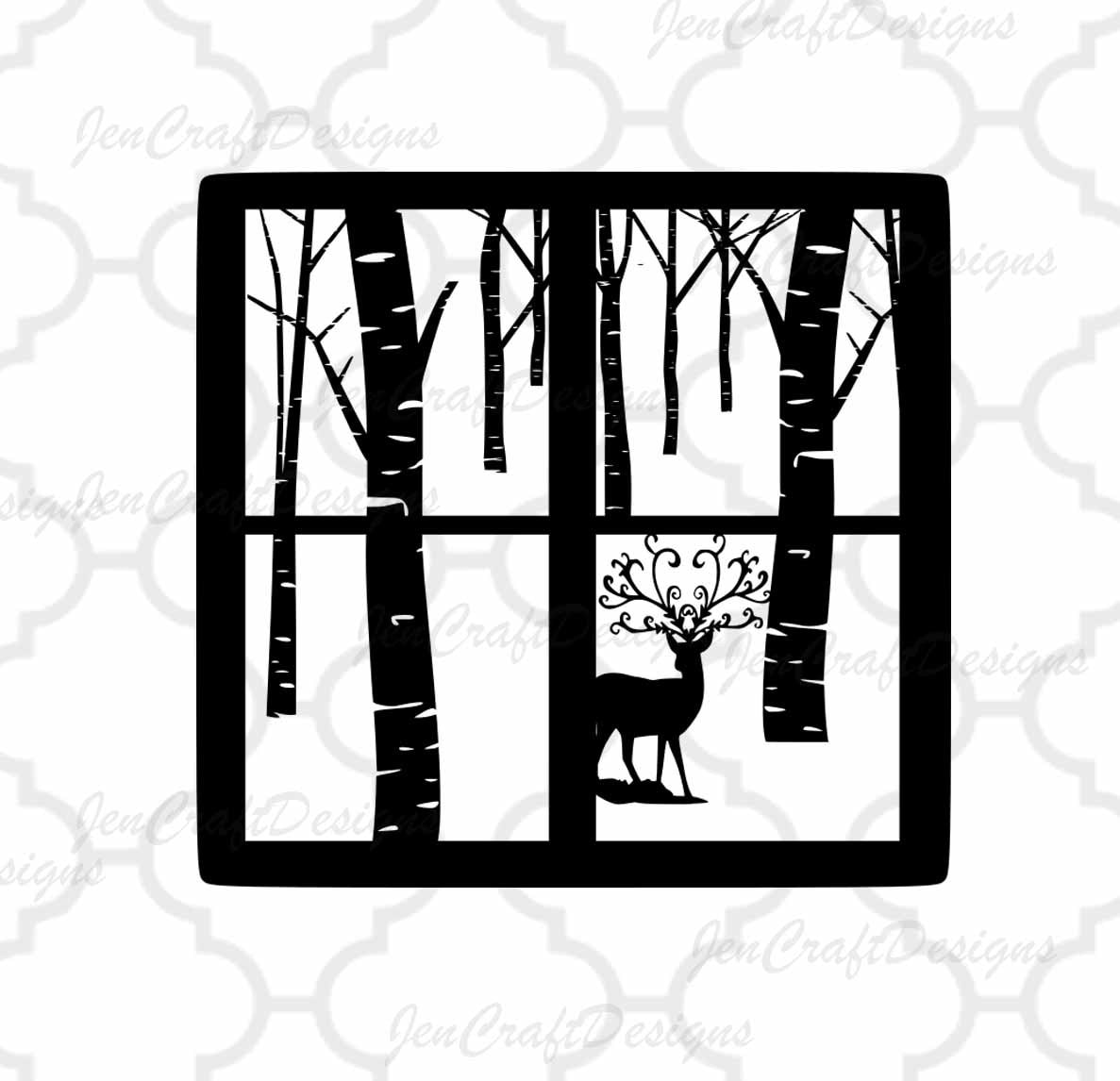 Christmas Svg File Winter Scene Glass Block Reindeer SVG ...