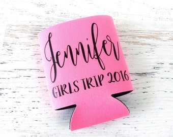Personalized Girls Trip Can Cooler - Girls Trip Gifts - Girls Weekend Favors - Girls Night Out - Party Favors for Adults - Single or Sets