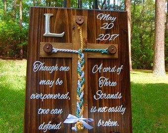 Wood Cross, Unity Braids®, Rustic Wedding, Cord of Three Strands, Wedding Ideas, Love, Gods Knots, Wall Decor, Sign, Christian Cross Braids