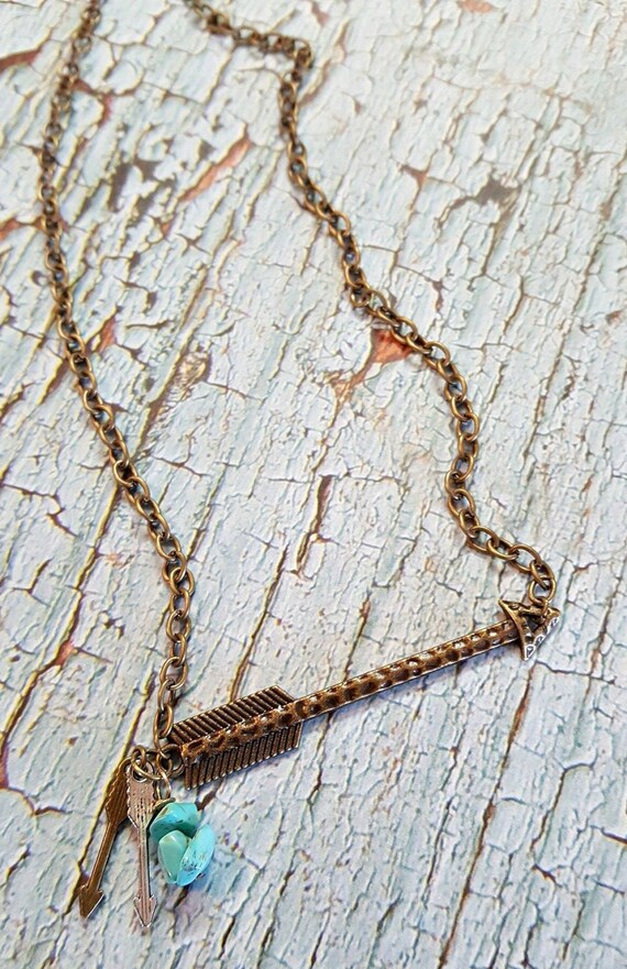 Arrow Necklace Antique Bronze Arrow Necklace by MissGawdysJewelry