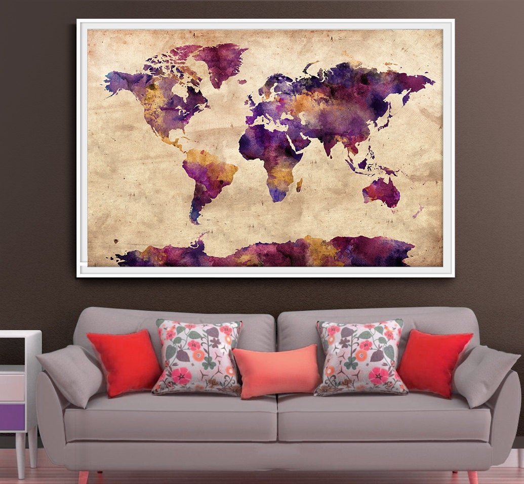 Extra large wall art World Map extra large art large world