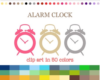 50 Colors Digital ALARM CLOCK Clipart Clocks clip art Digital Alarm Clock icon Clock graphics Clock Icon Planner Clipart Supplies #C048