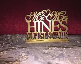 Personalized Wedding Cake Topper, Rustic Wedding Cake Topper, Wedding Cake Topper, Gold Cake Topper - Silver Cake Topper