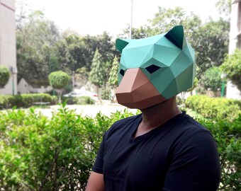 DIY Papercrafts,Bear Mask,Party mask,Halloween mask,Party costume,Paper mask,Printable mask,Mama Bear,Papa Bear,Origami mask,Cut and fold,3d