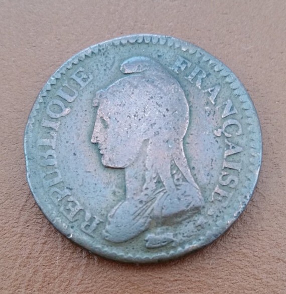 1796 French Republic Coin Un Decime Lan 5 A Repeblique