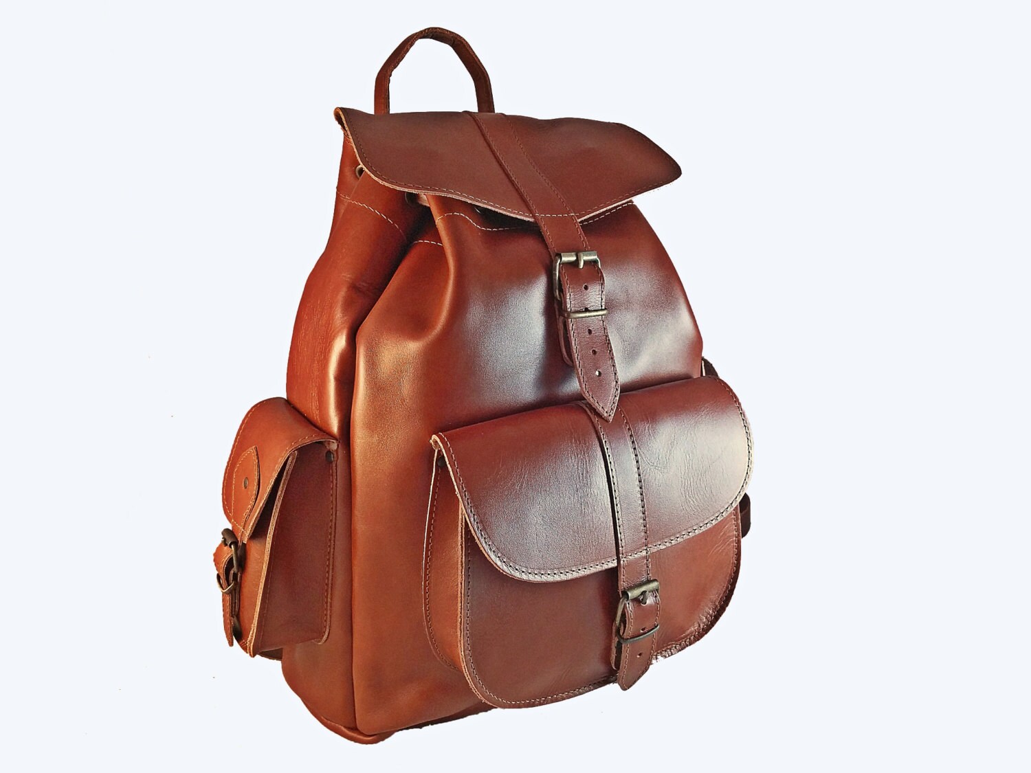 Mens LEATHER BACKPACK Extra Large Size Rucksack Full Grain