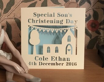 Papercut - Personalised - Godson - Goddaughter - Christening Card - Son - Daughter - Grandson - Granddaughter - Niece - Nephew - Baptism