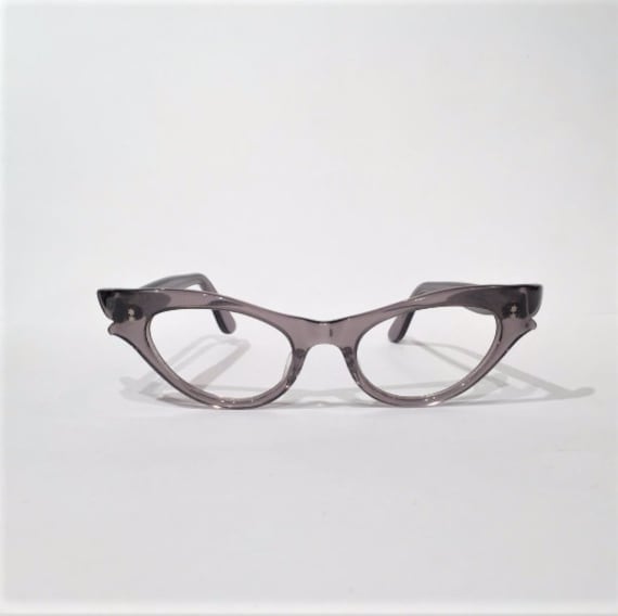 Gray Lucite Cat Eye Glasses Frames NOS Grey Pointy Double