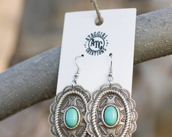 Concho Earrings with Cabochons