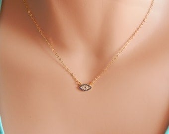 Dainty evil eye necklace gold delicate gold evil eye necklace gold evil eye charm gold evil eye pendant protection necklace evil eye jewelry
