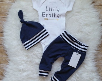 Little Brother Outfit Take Home Baby Boy Outfit Newborn Set Baby Boy Outfit Newborn Boy Clothes Baby Shower Gift Photo Prop