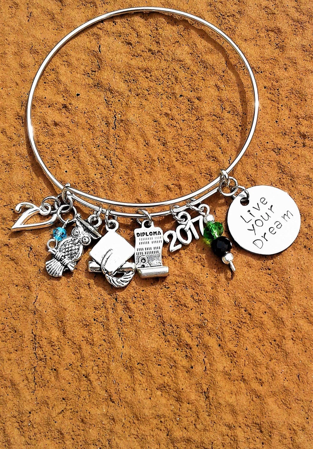 Custom Graduation Charm Bracelet Custom Graduation Bangle