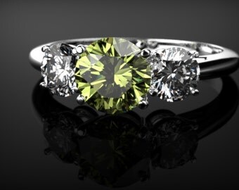White Gold Peridot Ring White Gold Peridot Engagement Ring Peridot Engagement Ring Gemstone Ring Peridot Ring Peridot August Birthstone Ring