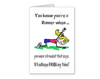 Funny Running Card, Pause My Time Card, Cartoon Running Card, Fun Card For Runner, Runners Encouragement Card, Greeting Card For Runners