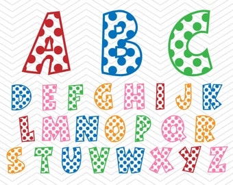 Birthday Alphabet Polka dot Letters SVG PNG DXF eps, School kid Font, Vinyl Decal Cut File Cricut Design Silhouette studio