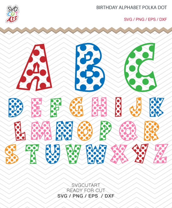 Download Birthday Alphabet Polka dot Letters SVG PNG DXF eps School