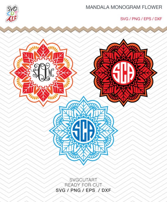 Download Mandala Flower Monogram SVG DXF PNG eps Summer Margarita Cut