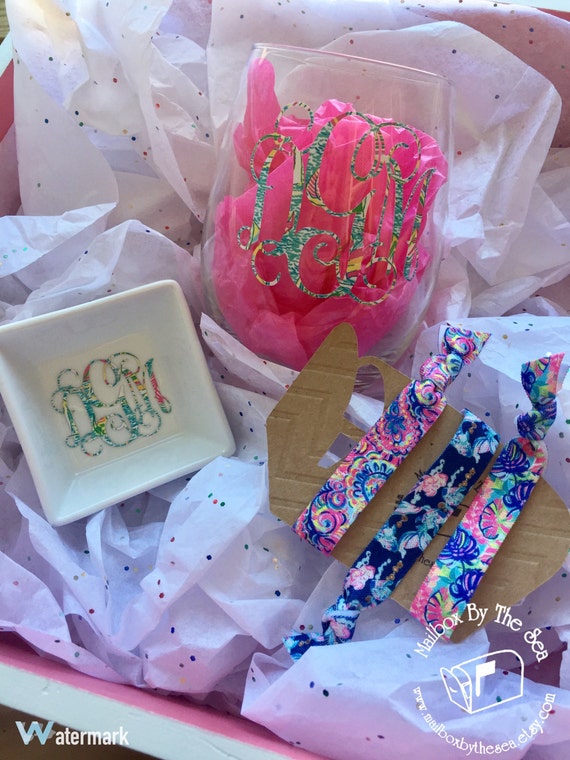 Lilly Pulitzer Inspired Monogram Gift Set Bridesmaid Gift