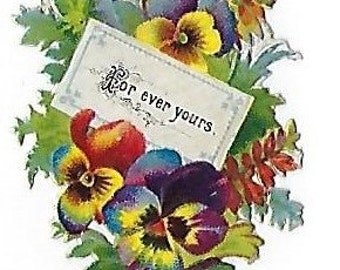 12 Victorian Valentine Bouquets W/Sentimental Sayings: Victorian Die Cut Scraps