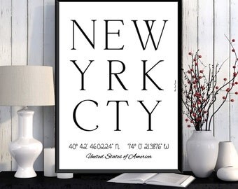 New York Poster, New York print, Wall Art decor, New York city print, NYC city poster, NYC print, New York printable, Typography print