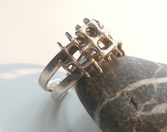 Studio Else & Paul modernist sterling silver ring. Norwegian design