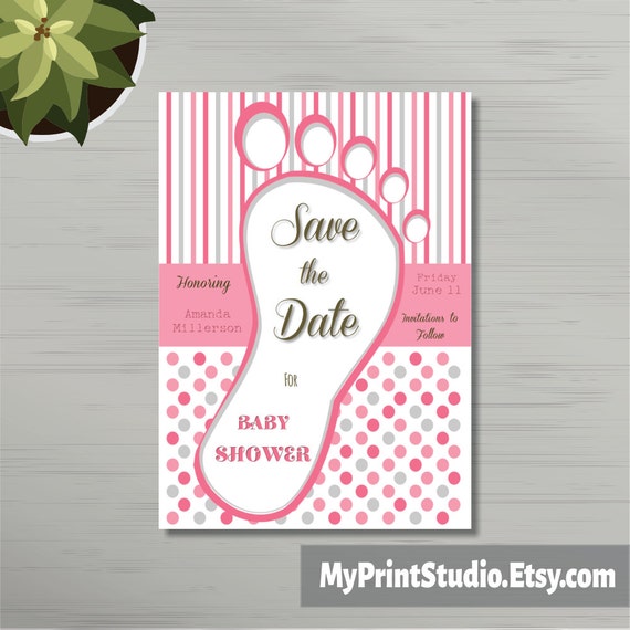 Save the Date Baby Girl Shower Card Template Save the Date