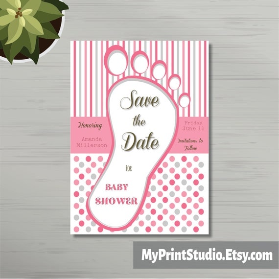 Save The Date Baby Girl Shower Card Template Save The Date