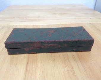 Vintage Small Ratchet and Socket Box, Old Metal Tool Box