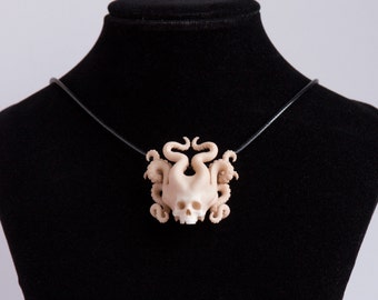 Pendant to order. "Octopus-man skull mini" pendant. Small pendant. Goth style. Octopus, tentacles, human skull. Goth jewelry.