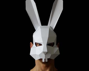 BUNNY Mask - Make your own bunny rabbit mask from card and this easy PDF download