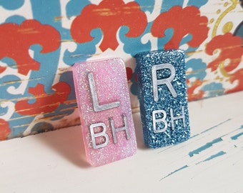 Glitter *Lots of Colours* Small Rectangular Xray Markers- MAX 2 Initials. ONE SET