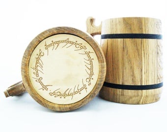 Lord Of The Rings Gifts / Mug / Lord Of The Rings Gift / Wood Beer Mug / Engraved Mug / Personal Gifts for Men / Beer Tankard K47