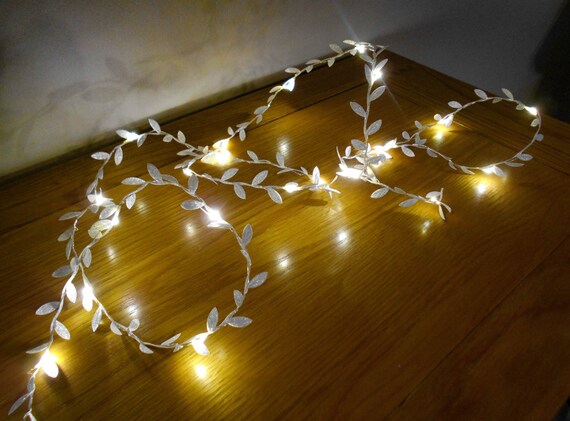 Silver Leaf Garland Fairy Lights String Lights LED