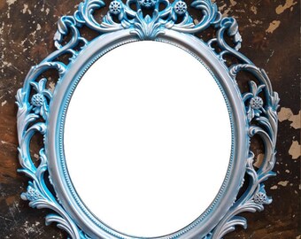 Silver Patina Wall Mirror/ Hollywood Regency Mirror/ Ornate Mirrors/ Baroque Mirror/ Shabby Chic Mirror/ Bathroom Bedroom Nursery Mirror