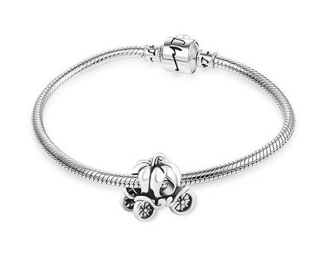 Cinderella's Pumpkin Disney Charm, Silver Jewellery Gift, Disney Silver Charms for Bracelet, Fairytale Jewellery, Cinderella Bracelet
