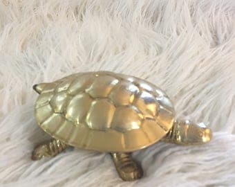 Vintage brass turtle box with lid